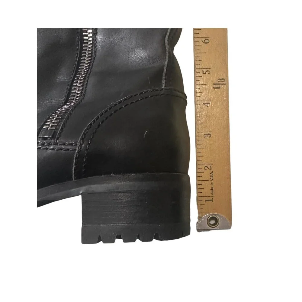 Prada Biker Boots Black Leather Lug Sole Ankle Boots EU 38.5
